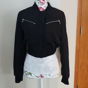 crop black bomber jacket